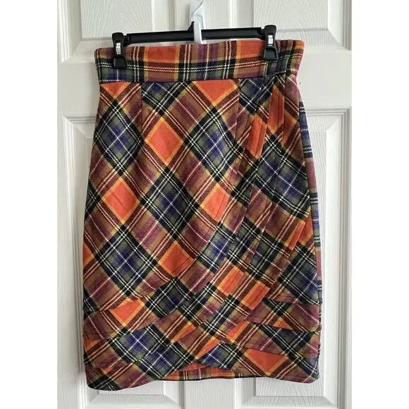 PLENTY BY TRACY REESE Anthropologie Wool Blend Layered Plaid Skirt - Picture 1 of 12